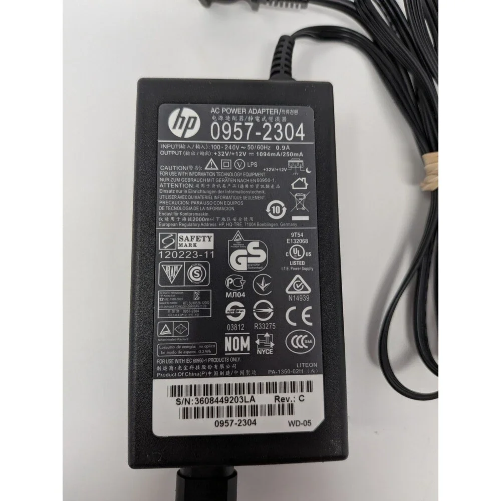Genuine HP 0957-2304 OEM AC Power Adapter 32V 12V Printer Supply Tested